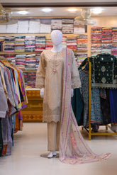 3-PC Stitched Suit With Farshi Shalwar | S2